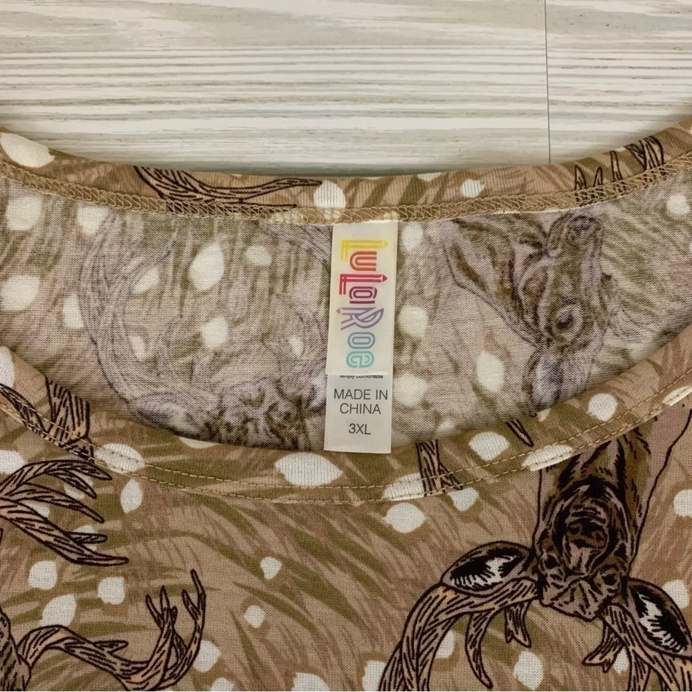 Lularoe Plus Size Deer/Elk Print Irma Tunic Top Size 3X